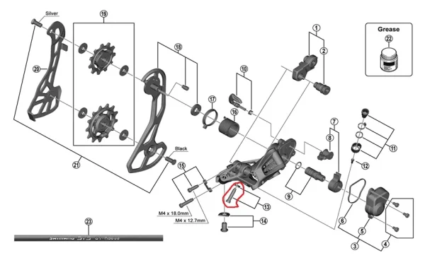 Shimano XTR RD-M9000/Ultegra RD-R8000/GRX-RX812/RX810 Schaltwerk-Innere Kabelabdeckung Mit Lasche 3