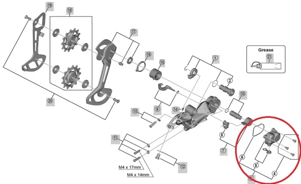 Shimano XTR RD-M9100/9120 Schaltwerk – Abdeckung 1