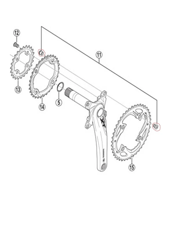 Shimano XT FC-M780 Kettenblattschraube M8x9.1mm Mit Gewindehülse 3